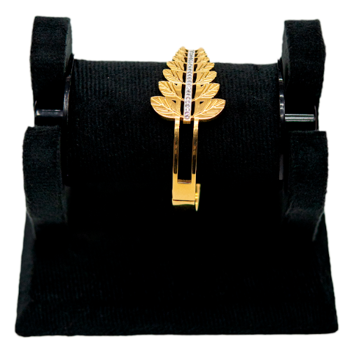 Gold Leaf Motif Bracelet with Stone Center Line